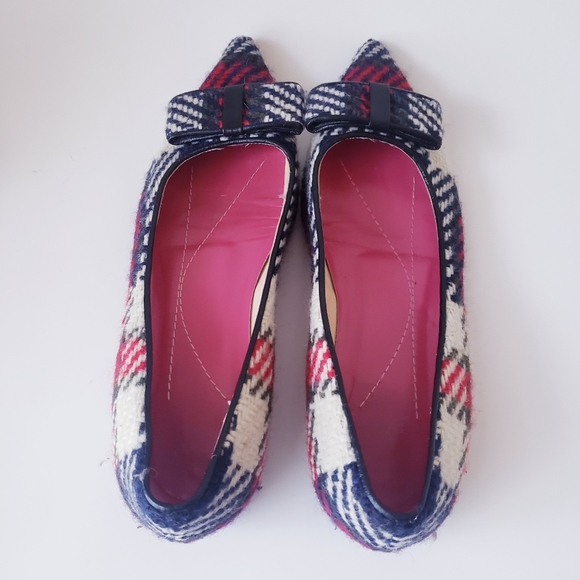 Kate Spade Red Plaid Bow Flats - Picture 7 of 13